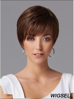 Hair Wigs For Women Cropped Length Straight Style Auburn Color