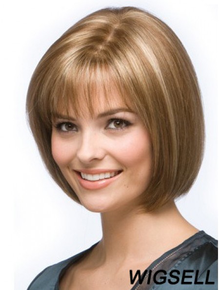 Bob Hairstyles For Women Remy Human Chin Length Blonde Color