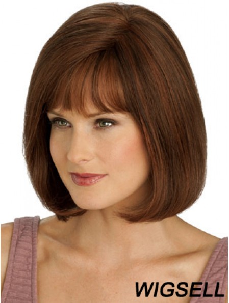 Short Bob Wigs Human Hair Chin Length Monofilament Straight Style