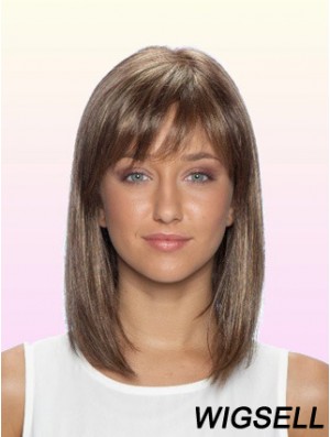 100% Glueless Human Hair Lace Front Wigs With Bangs Stright Style