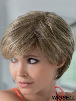 Mono Human Hair Wigs With Lace Front Short Length Boycuts