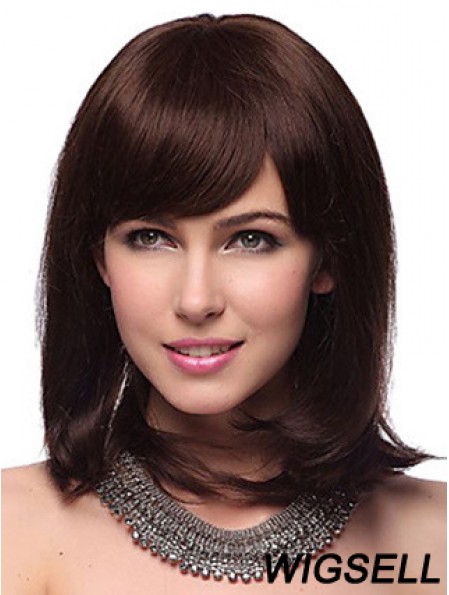 Auburn Synthetic Wig With Bangs Capless Shoulder Length Auburn Color