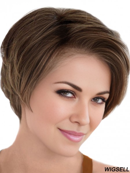 Lace Front wigs UK Short Brown Hair Wigs Without Bangs