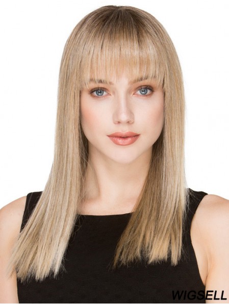 Long Human Hair Monofilament Wigs With Fringe With Bangs Long Length