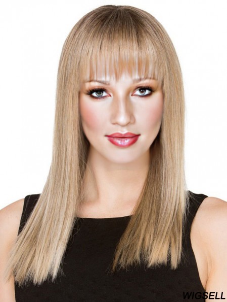 Long Human Hair Monofilament Wigs With Fringe With Bangs Long Length