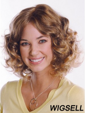 Synthetic Curly Chin Length Capless Curly Style Brown Color