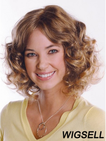 Synthetic Curly Chin Length Capless Curly Style Brown Color