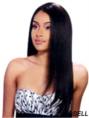 Human Hair Full Lace Wigs True Long Length Black Color