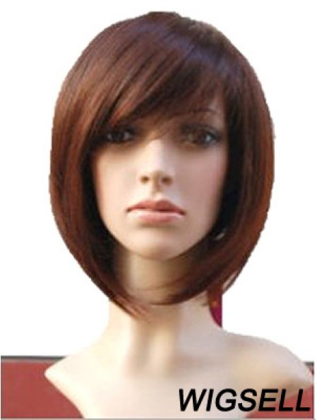 Auburn 10 inch Wavy Short Remy Human Hair Monofilament Bob Wigs