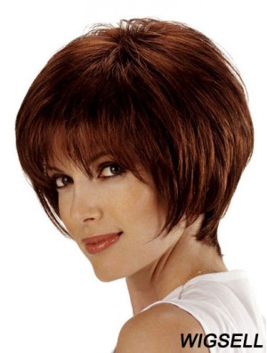 Human Bob Hair Wigs Remy Lace Front Chin Length Auburn Color