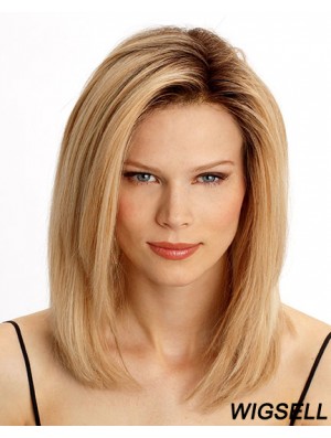 14 inch Blonde Shoulder Length Layered Straight Amazing Lace Wigs