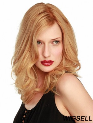 14 inch Blonde Shoulder Length Without Bangs Wavy Ideal Lace Wigs