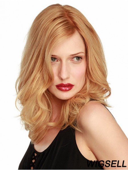 14 inch Blonde Shoulder Length Without Bangs Wavy Ideal Lace Wigs