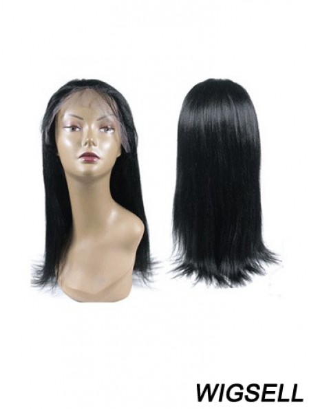 Black Full Lace Straight Long Hand Tied Human Hair Wigs