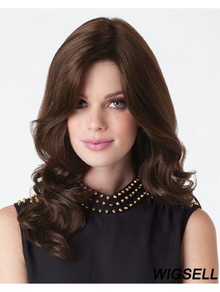 Natural Wigs Brown Color Long Length Wavy Style With Capless