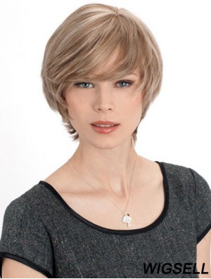 Monofilament Straight Layered Chin Length 8 inch Discount Human Hair Wigs