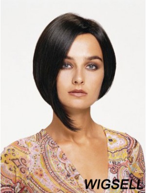 Lace Front Chin Length Straight Black Affordable Bob Wigs