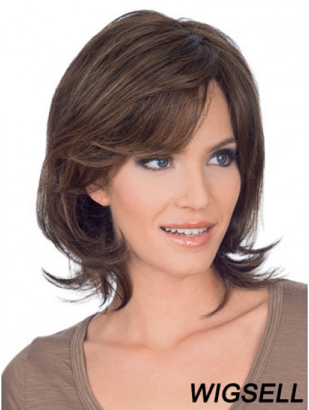 Popular 10 inch Brown Chin Length Layered Straight Lace Wigs