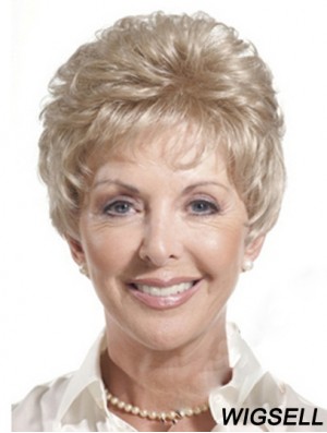 Real Hair Wigs For Older Women Cropped Length Auburn Color Classic Cuts