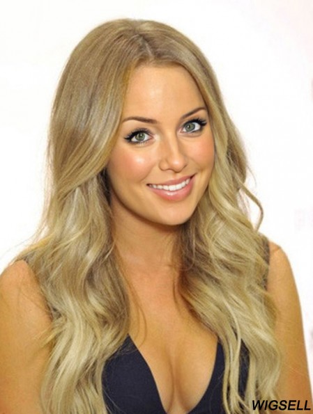 100% Hand Tied Remy Long Wavy Blonde Cheap Monofibre Wigs