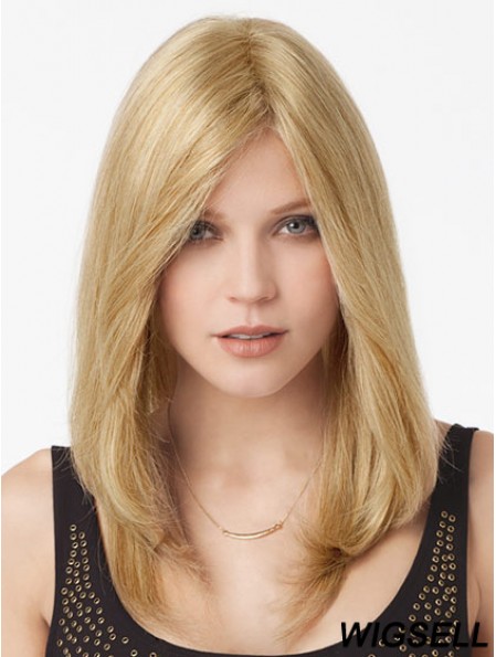 Blonde Long Great Straight Without Bangs Lace Wigs