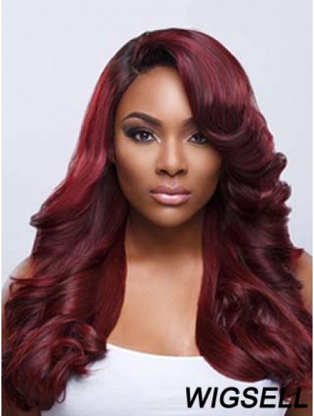 Wavy With Bangs Lace Front Fashionable 22 inch Red Long Wigs