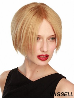 Bob wig Blonde Hair Straight Wig UK With Real Hair