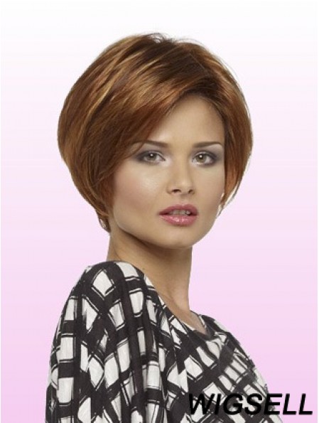 Short Layered Bob With Lace Front Straight Style Auburn Color