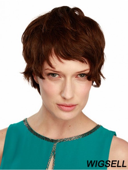 Monofilament Wavy Boycuts Short 8 inch No-Fuss Human Hair Wigs