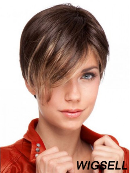 Auburn Cropped Designed Straight Boycuts Lace Wigs