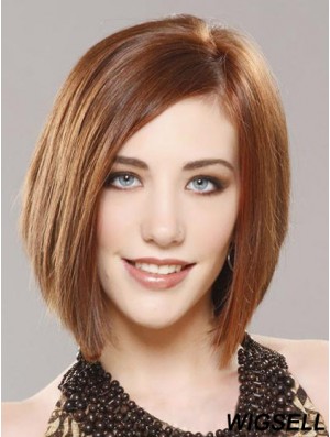 Chin Length Bob Wig Auburn Straight Wig Human Hair Monofilament Wig