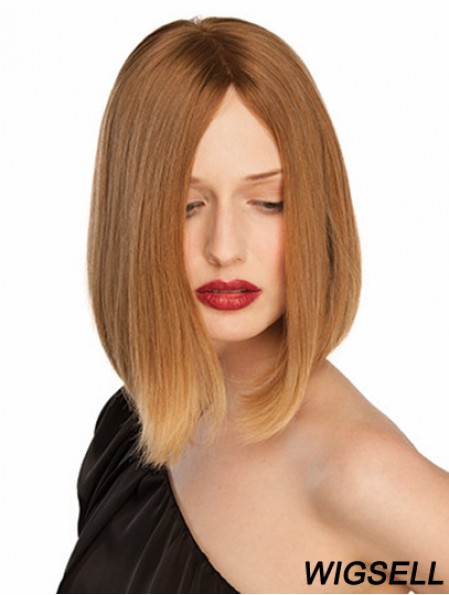 10 inch Blonde Chin Length Without Bangs Straight Convenient Lace Wigs