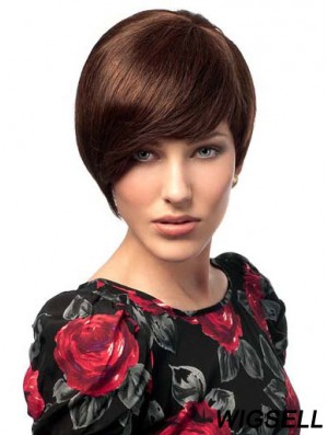 Bobs Hairstyles Straight Auburn Short Human Hair Wigs