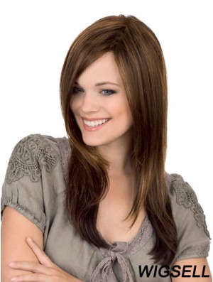 Straight Without Bangs Monofilament Brown Stylish Long Wigs
