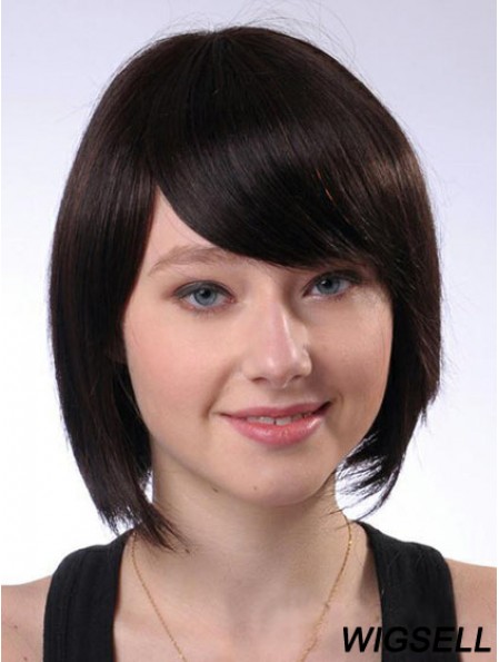 Bobs Best Straight Brown Chin Length Human Hair Wigs