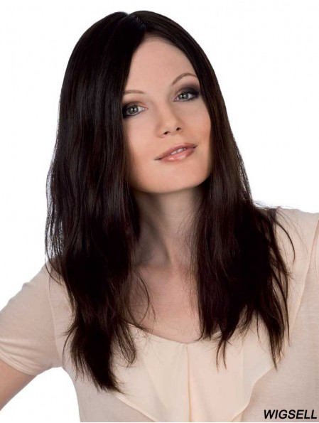 Straight Without Bangs Monofilament Brown Soft Long Wigs