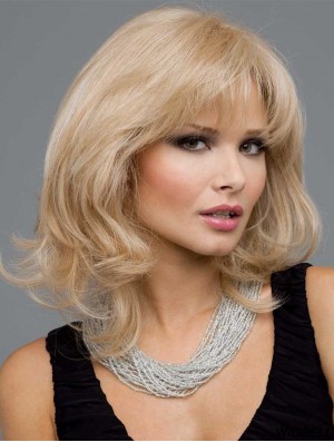 Long Wavy Layered Human Hair Full Blonde Wigs In The UK