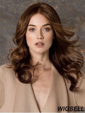 Wavy Without Bangs Monofilament Brown Fashionable Long Wigs