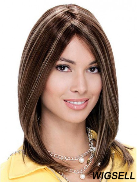 Monofilament Straight Without Bangs Shoulder Length 13 inch Fashionable Human Hair Wigs
