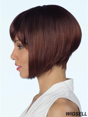 Lace Front Auburn Wig Chin Length Bob Wig African American Straight Wig