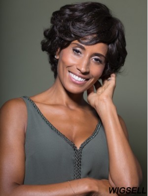 Black Wavy Wig Monofilament African American Wig Chin Length Online