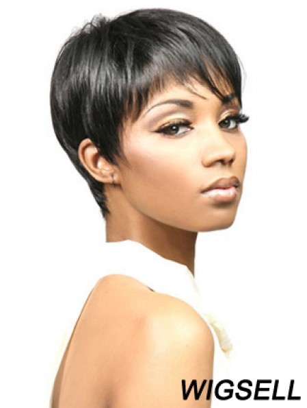 African Wigs With Synthetic Capless Cropped Length Boycuts Straight Style