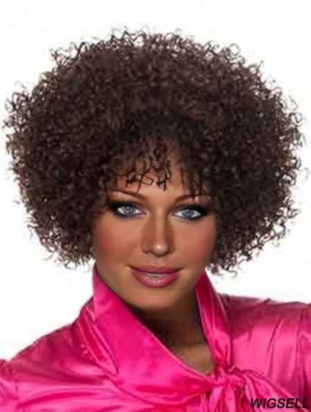 Popular Brown Short Layered Curly Glueless Lace Front Wigs