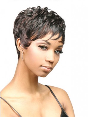 Cropped Black Wavy Boycuts Discount African American Wigs