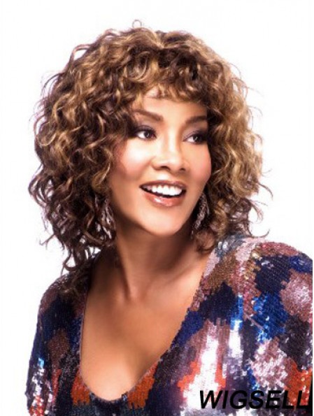 Wig African American Auburn Color Curly Style Shoulder Length