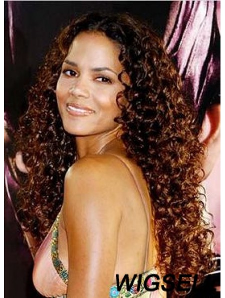 Affordable Auburn Long Kinky 30 inch Without Bangs Halle Berry Lace Wigs