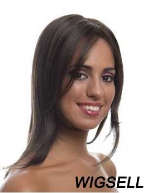 Shoulder Length Brown Layered Straight Incredible Full Lace Wigs