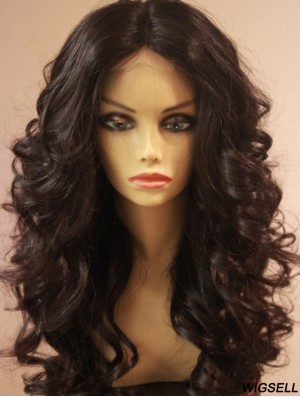 Long Brown Wavy Human Hair Lace African American Wigs