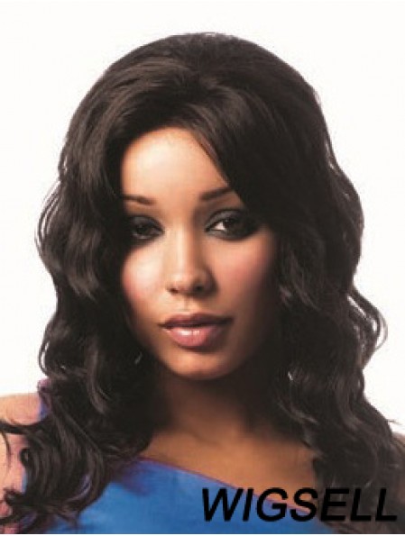 Long Black Wavy Without Bangs Comfortable African American Wigs