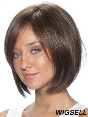 Lace Front Brown Chin Length Bobs Straight African American Wig